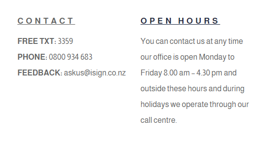 ISign Contact information