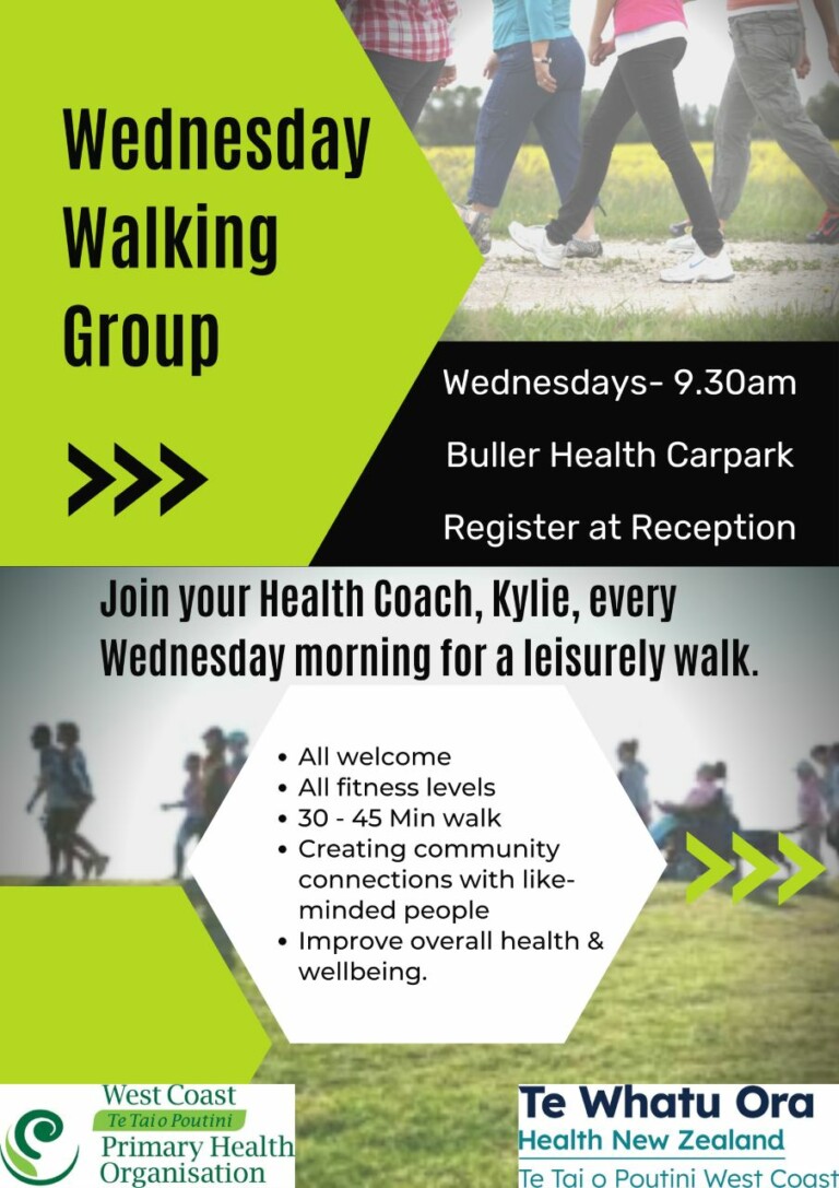 Advertisement of a weekly walking group run by Green Prescription