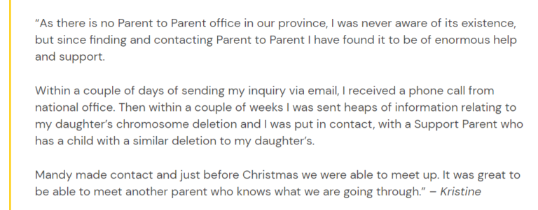 Parent to Parent Testimonial 2