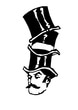 The Many Hats Theatre Company logo. It is a mustached man wearing three top hats one atop the other
