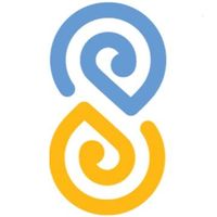 The NZ Spinal Trust logo. It is two koru. The top one is blue, the bottom one is yellow. They are identical but the yellow one is flipped 90 degrees to form an interlocking pattern