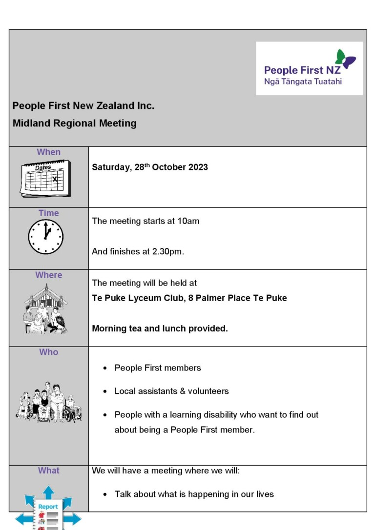 People First NZ Meeting Flyer