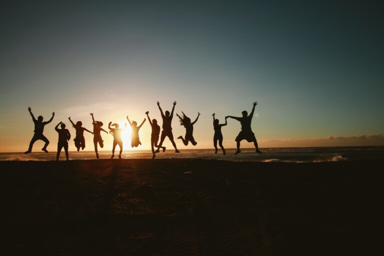 Social Nature Movement Jumping sunset