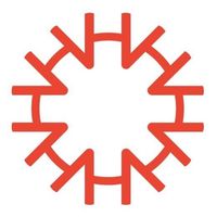 The Hapai foundation logo. It is a red circle with eight evenly spaced red arrows pointing inward. They are positioned such that all the pairs form a letter "H" with the circle