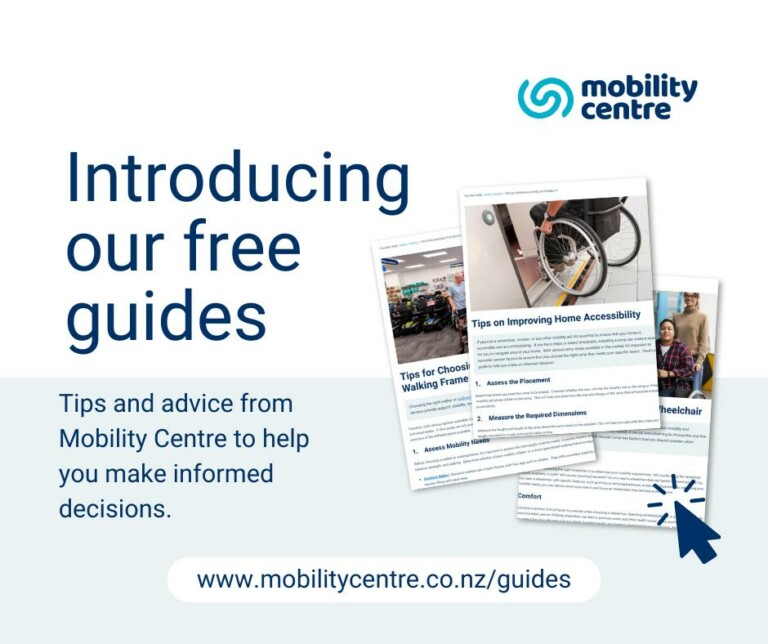 Promotional Material for the Mobility Centre. It introduces their guides to help people make informed decisions about accessibility